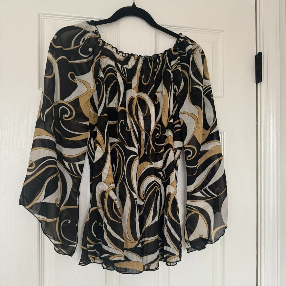 vintage sheer shirt with swirly pattern